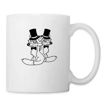 2 Foxes Friends Top Hat Men's Monocle Glasses - Mug - white - Right