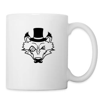 Fuchs Rotfuchs Sir Mr. Zylinder Hut Monokel Brille - Tasse - Weiß - Rechts