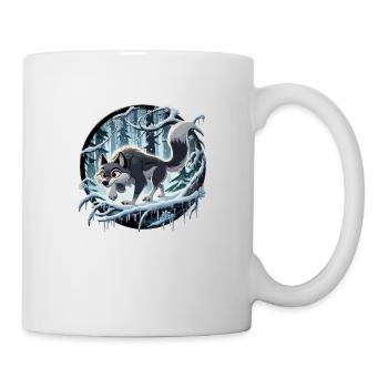Loup dans la forêt glacée - Mug blanc - blanc - Droite