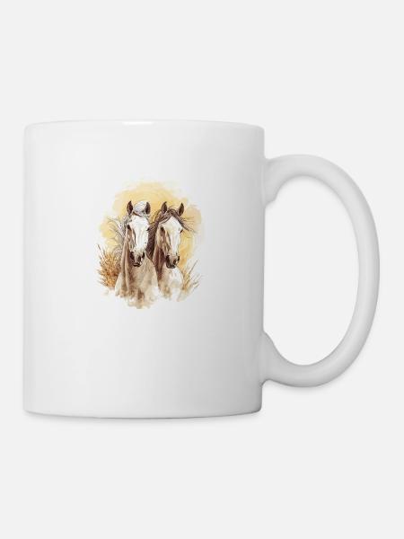 Horses Pferde - Horse Pferd - Reiterin Reiter - Tasse - Weiß
