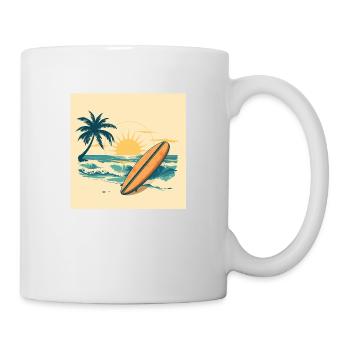 Retro Surf Paradise – Wellen, Sonne & Freiheit - Tasse - Weiß - Rechts