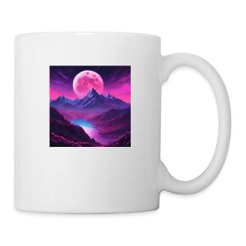 Pink Moonlit Magical Mountain Landscape - Mug - white - Right