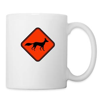 Rot Fuchs Schild Vorsicht Achtung Gefahr Warnung - Tasse - Weiß - Rechts