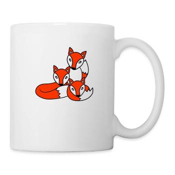 3 Füchse Freunde Familie Drei Kinder Crew Team Süß - Tasse - Weiß - Rechts