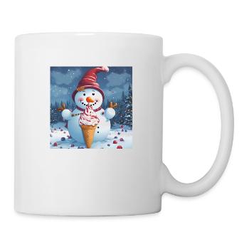 Snowman with icecream - Mug blanc - blanc - Droite