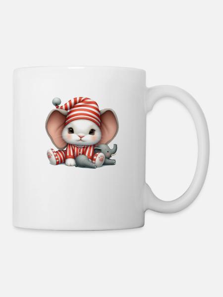 Hase im gestreiften Outfit und Elefantenohren - Tasse - Weiß