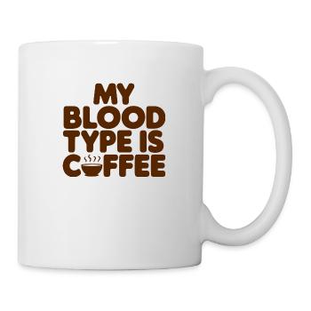 Meine Blutgruppe ist Kaffee - Tasse - Weiß - Rechts