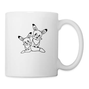 2 Foxes Mother Red Fox Little Child Father Mom - Mug - white - Right