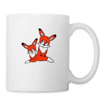 2 Foxes Mother Red Fox Little Child Father Mom - Mug - white - Right