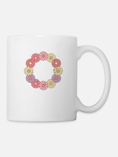 Vibrant Flower Wreath - Mug - white