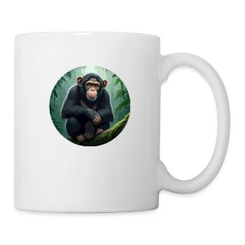 Chimpanzee on tree branch - Mug - white - Right