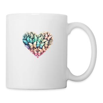 Herz aus Schmetterlingen - Tasse - Weiß - Rechts