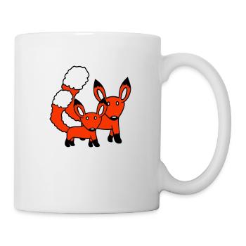 2 Foxes Mother Red Fox Little Child Father Mom - Mug - white - Right