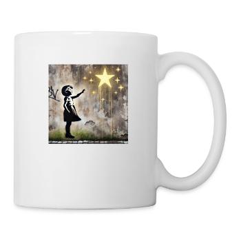 Kein Banksy - Greif nach den Sternen - Tasse - Weiß - Rechts