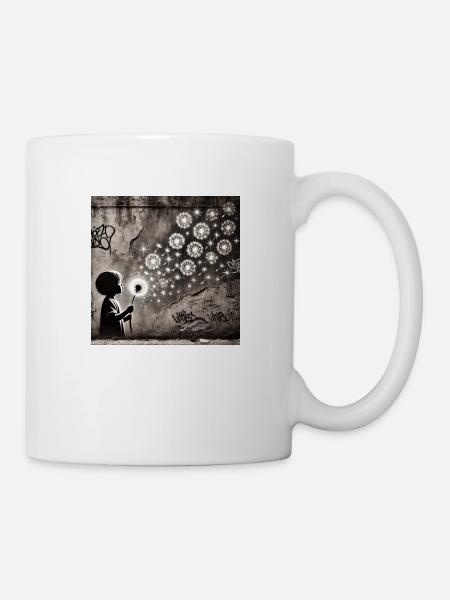 Kein Banksy - Wünsche in den Sternen - Tasse - Weiß