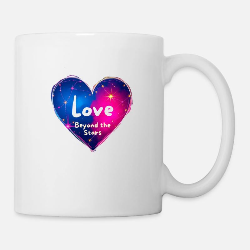 Liebe jenseits der Sterne Herz-Design - Tasse - Weiß