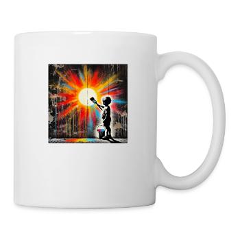 Kein Banksy - Malen gegen die Dunkelheit - Tasse - Weiß - Rechts
