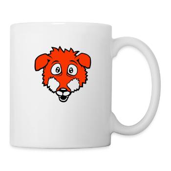 Fuchs Große Augen Erschrocken Glücklich Angst Cool - Tasse - Weiß - Rechts