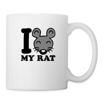 I Love My Rat Text Spruch Maus Süße Kleine Ratte - Tasse - Weiß - Rechts