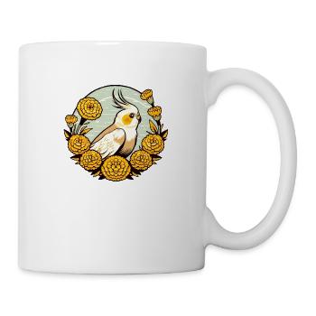 Calopsitte Vintage avec des fleurs de souci - Mug blanc - blanc - Droite