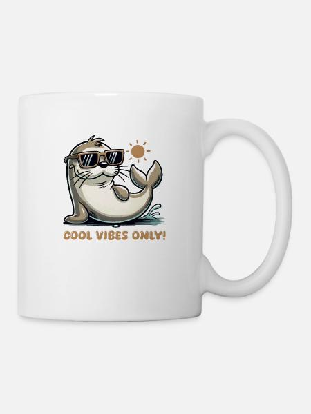 seehund sonnenbrille comic - Tasse - Weiß