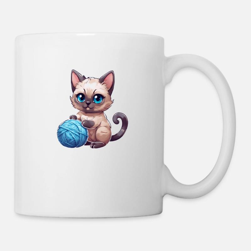 Chat avec de la laine - Mug blanc - blanc