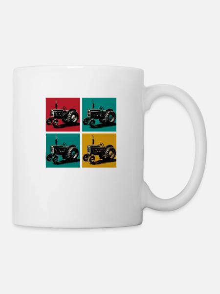 Retro-Oldtimer-Traktor - Tasse - Weiß