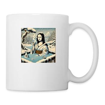 Mona Lisa buvant du saké dans un onsen - Mug blanc - blanc - Droite