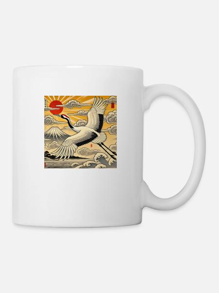 Kran im japanischen Stil - Tasse - Weiß