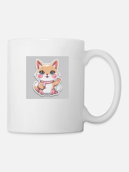 Kawaii Cheerful Animal Sticker - Mug - white