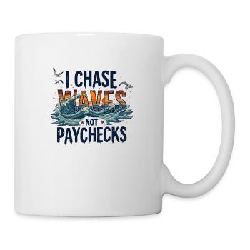 Je chasse les vagues, pas les chèques de paie – Surf et liberté - Mug blanc - blanc - Droite