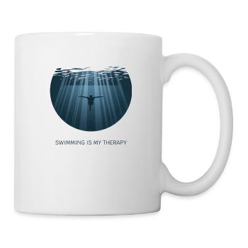 Swimming is My Therapy – Schwimmen & Entspannung - Tasse - Weiß - Rechts