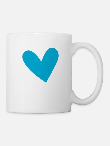 Blaues Herz - Tasse - Weiß