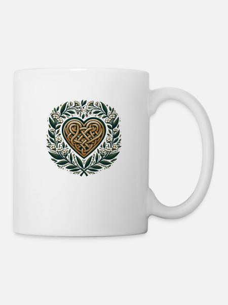 Keltische Kunst Herz Frühling Druide Heidnisches Kunstwerk - Tasse - Weiß