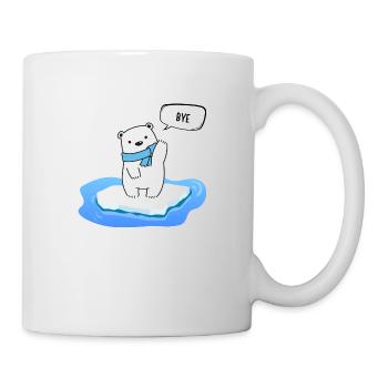 Kleiner Eisbär auf schmelzendem Eis - Bye - Tasse - Weiß - Rechts