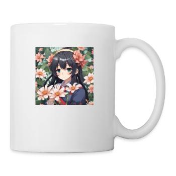 Fille de fleur - beauté douce dans le style anime - Mug blanc - blanc - Droite