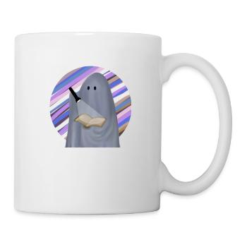 lesender Geist mit lila gestreiftem Hintergrund - Tasse - Weiß - Rechts