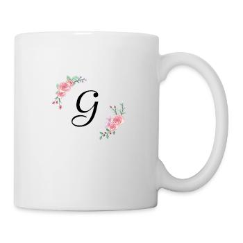 Rosa Blumenbuchstabe g - Tasse - Weiß - Rechts