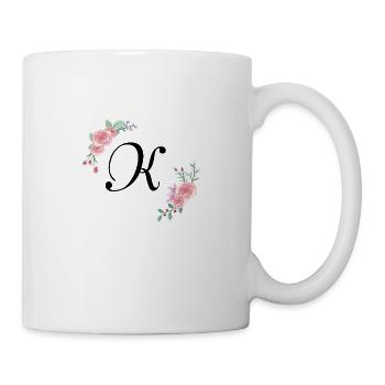 Rosa Blumenbuchstabe k - Tasse - Weiß - Rechts