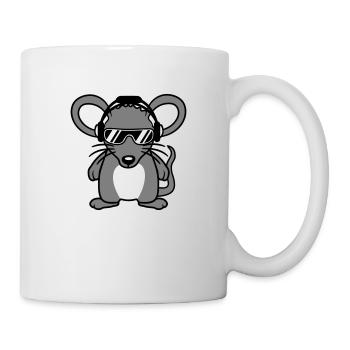 Maus Sonnenbrille Cool Kopfhörer Party Musik hören - Tasse - Weiß - Rechts