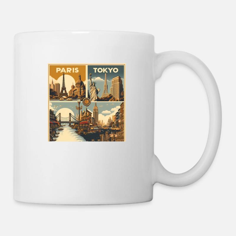 Vintage Travel Poster: Eine nostalgische Reise - Tasse - Weiß