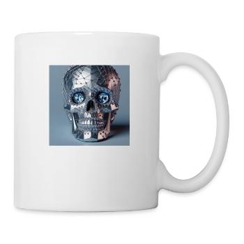3D Totenkopf mit Diamant Augen - Tasse - Weiß - Rechts