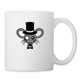 Mr. Maus Zylinder Hut Monokel Brille reicher Herr - Tasse - Weiß - Rechts