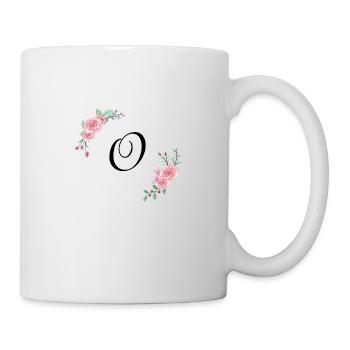Rosa Blumenbuchstabe o - Tasse - Weiß - Rechts