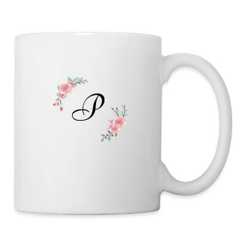 Rosa Blumenbuchstabe p - Tasse - Weiß - Rechts