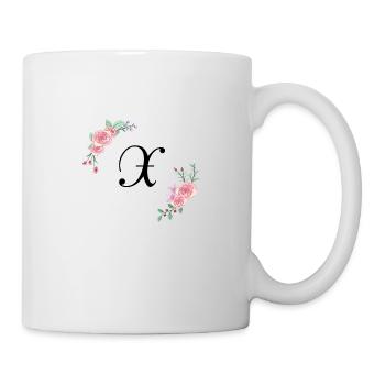Rosa Blumenbuchstabe x - Tasse - Weiß - Rechts