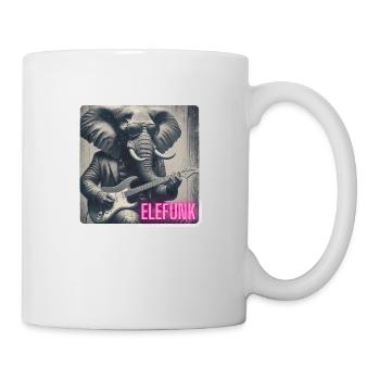 Elefant mit Anzug und Gitarre - Tasse - Weiß - Rechts