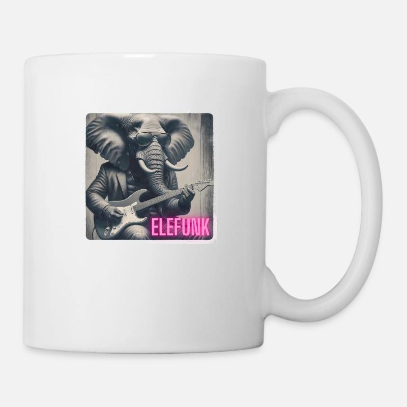 Elefant mit Anzug und Gitarre - Tasse - Weiß