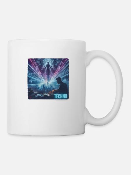 DJ mit Lasershow - Tasse - Weiß