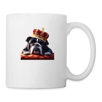 Fauler Hund mit Krone - Tasse - Weiß - Rechts